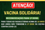 ARIQUEMES: Aten&ccedil;&atilde;o! &ndash; Vacina Solid&aacute;ria! &ndash; Reconvoca&ccedil;&atilde;o para 1&ordf; Dose