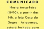 ARIQUEMES: Casa da Sogra comunica que estar&aacute; fechada para balan&ccedil;o nesta ter&ccedil;a&ndash;feira (19/10) a partir das 14 horas