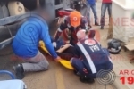 ARIQUEMES: Motociclista sofre les&otilde;es nos tornozelos ap&oacute;s colidir com caminh&atilde;o na Avenida Tancredo Neves
