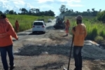 DER recupera asfalto para garantir melhor trafegabilidade na RO&ndash;205, no trecho entre Cujubim e BR&ndash;364