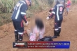  Pneu de moto estoura e casal cai na BR&ndash;421 sofrendo v&aacute;rios ferimentos &ndash; V&iacute;deo