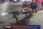 Motociclista fica ferido ap&oacute;s colidir em ca&ccedil;amba de entulho na Av. Cana&atilde; em Ariquemes &ndash; V&iacute;deo