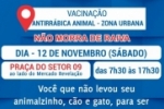  Ariquemes: Vacina&ccedil;&atilde;o antirr&aacute;bica animal &ndash; Dia 12 de novembro &ndash; Pra&ccedil;a do Setor 09