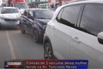 Colis&atilde;o entre 3 ve&iacute;culos deixa mulher ferida na Av Tancredo Neves em Ariquemes &ndash; V&iacute;deo