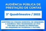 Prefeitura de Ariquemes realizar&aacute; audi&ecirc;ncia p&uacute;blica para presta&ccedil;&atilde;o de contas do 3&ordm; quadrimestre de 2022
