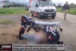 Duas pessoas ficam feridas ao sofrerem queda de moto ap&oacute;s pneu  estourar na BR 421 &ndash; V&iacute;deo