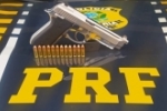 Em Vilhena/RO, PRF apreende pistola carregada com 12 muni&ccedil;&otilde;es