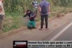Homem fica ferido ap&oacute;s perder o controle da dire&ccedil;&atilde;o de motocicleta e sofrer queda na BR 364 em Ariquemes &ndash; V&iacute;deo