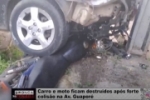 Carro e moto ficam destru&iacute;dos ap&oacute;s forte colis&atilde;o na Av. Guapor&eacute; em Ariquemes &ndash; V&iacute;deo
