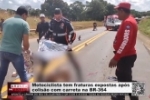 Motociclista tem fraturas expostas ap&oacute;s colis&atilde;o com carreta na BR&ndash;364 &ndash; V&Iacute;DEO