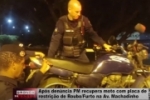 Ap&oacute;s den&uacute;ncia PM recupera moto com placa de restri&ccedil;&atilde;o de Roubo/Furto na Av. Machadinho &ndash; V&iacute;deo