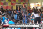 Alunos da Escola Vin&iacute;cius de Moraes realizam desfile de roupas feitas com materiais recicl&aacute;veis&ndash; V&iacute;deo 