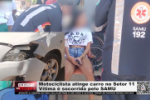 Motociclista atinge carro no Setor 11 &ndash; V&iacute;tima &eacute; socorrida pelo SAMU &ndash; V&iacute;deo