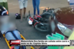 Motociclista fica ferida em colis&atilde;o entre carro e moto na Av. Capit&atilde;o S&iacute;lvio &ndash; V&iacute;deo