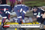 Pai e filho ficam feridos ap&oacute;s ca&iacute;rem de moto na Av. Hugo Frey &ndash; V&iacute;deo