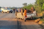 Carro reduz velocidade e acaba provocando capotamento a BR–429, em São Miguel do Guaporé