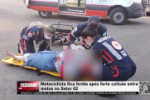 Motociclista fica ferida ap&oacute;s forte colis&atilde;o entre motos no Setor 02 &ndash; V&iacute;deo