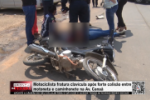Motociclista fratura clav&iacute;cula ap&oacute;s forte colis&atilde;o entre motoneta e caminhonete na Av. Cana&atilde; &ndash; V&iacute;deo