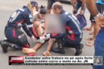 Condutor sofre fratura no p&eacute; ap&oacute;s forte colis&atilde;o entre carro e moto na Av. JK &ndash; V&iacute;deo