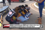 Mulher &eacute; socorrida pelo SAMU ap&oacute;s colis&atilde;o entre carro e motoneta na rotat&oacute;ria da Av. Tancredo Neves &ndash; V&iacute;deo