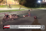Motociclista perde o controle da dire&ccedil;&atilde;o ap&oacute;s rampar quebra&ndash;molas na Av. Machadinho &ndash; V&iacute;deo