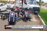 Motociclista fica ferido ap&oacute;s se envolver em forte colis&atilde;o entre 2 motos na Av. Tancredo Neves &ndash; V&iacute;deo
