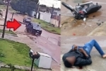 V&iacute;deo mostra momento em que moto colide com caminhonete em Vilhena