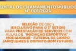Funcet divulga Edital para contrata&ccedil;&atilde;o de servi&ccedil;os voltados ao 3&ordm; Setor para aulas em escolinhas de Inicia&ccedil;&atilde;o Esportiva