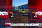 Motociclista &eacute; socorrido pelo SAMU ap&oacute;s grave colis&atilde;o com &ocirc;nibus no Garimpo Bom Futuro &ndash; V&iacute;deo