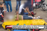Colis&atilde;o entre duas motos no Setor Colonial deixa v&iacute;tima com poss&iacute;vel fratura &ndash; V&iacute;deo