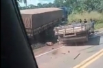 Colis&atilde;o frontal entre carreta e caminh&atilde;o deixa dois mortos na BR&ndash;364