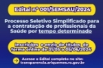 Prefeitura de Ariquemes abre processo seletivo o para contrata&ccedil;&atilde;o de profissionais na &aacute;rea da sa&uacute;de
