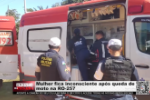 Mulher fica inconsciente ap&oacute;s queda de moto na RO&ndash;257 &ndash; V&iacute;deo