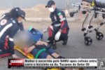 Mulher é socorrida pelo SAMU após colisão entre carro e bicicleta na Av. Tucanos do Setor 09 – Vídeo