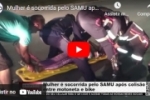 Mulher &eacute; socorrida pelo SAMU ap&oacute;s colis&atilde;o entre motoneta e bike &ndash; V&Iacute;DEO