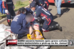 SAMU socorre homem ap&oacute;s grave colis&atilde;o entre motocicleta e pick up na Av. Jamari &ndash; V&iacute;deo