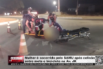 Mulher &eacute; socorrida pelo SAMU ap&oacute;s colis&atilde;o entre moto e bicicleta na Av. JK &ndash; V&iacute;deo