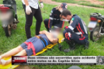 Duas vítimas são socorridas após acidente entre motos na Av. Capitão Silvio – Vídeo