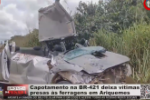 Capotamento na BR–421 deixa vítimas presas às ferragens em Ariquemes – Vídeo