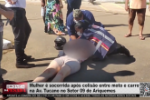 Mulher é socorrida após colisão entre moto e carro na Av. Tucano no Setor 09 de Ariquemes – Vídeo