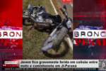 Jovem fica gravemente ferida em colisão entre moto e caminhonete em Ji–Paraná – Vídeo