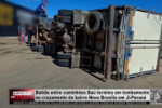 Batida entre caminhões Baú termina em tombamento no cruzamento do bairro Nova Brasília em Ji Paraná – Vídeo
