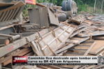 Caminhão fica destruído após tombar em curva na BR 421 em Ariquemes – Vídeo