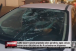 SAMU socorre jovem projetado sobre para brisas apos colisão entre carro e bicicleta na av 4 cachoeira