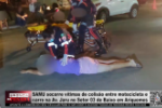 SAMU socorre vítimas de colisão entre motocicleta e carro na Av. Jaru no Setor 03 de Baixo Ariquemes – Vídeo