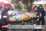 Vítima de colisão entre motos é socorrida pelo SAMU na Av. Guaporé, Setor 11, em Ariquemes– Vídeo