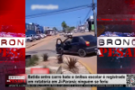 Colisão entre auto e ônibus escolar é registrado em rotatória em Ji Paraná – Ninguém se feriu – Vídeo
