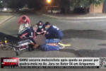 SAMU socorre motociclista após queda ao passar por quebra–molas na Avenida Jaru, no Setor 04, em Ariquemes – Vídeo