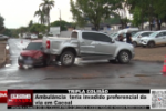 TRIPLA COLISÃO – Ambulância teria invadido preferencial da via em Cacoal – Vídeo