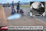 Evangelista José Mendes dos Reis morre após colisão entre moto e carreta na BR–364, em Ariquemes – Vídeo
